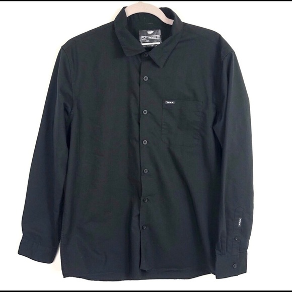 Fly‎ racing black button down shirt size medium - Picture 1 of 11